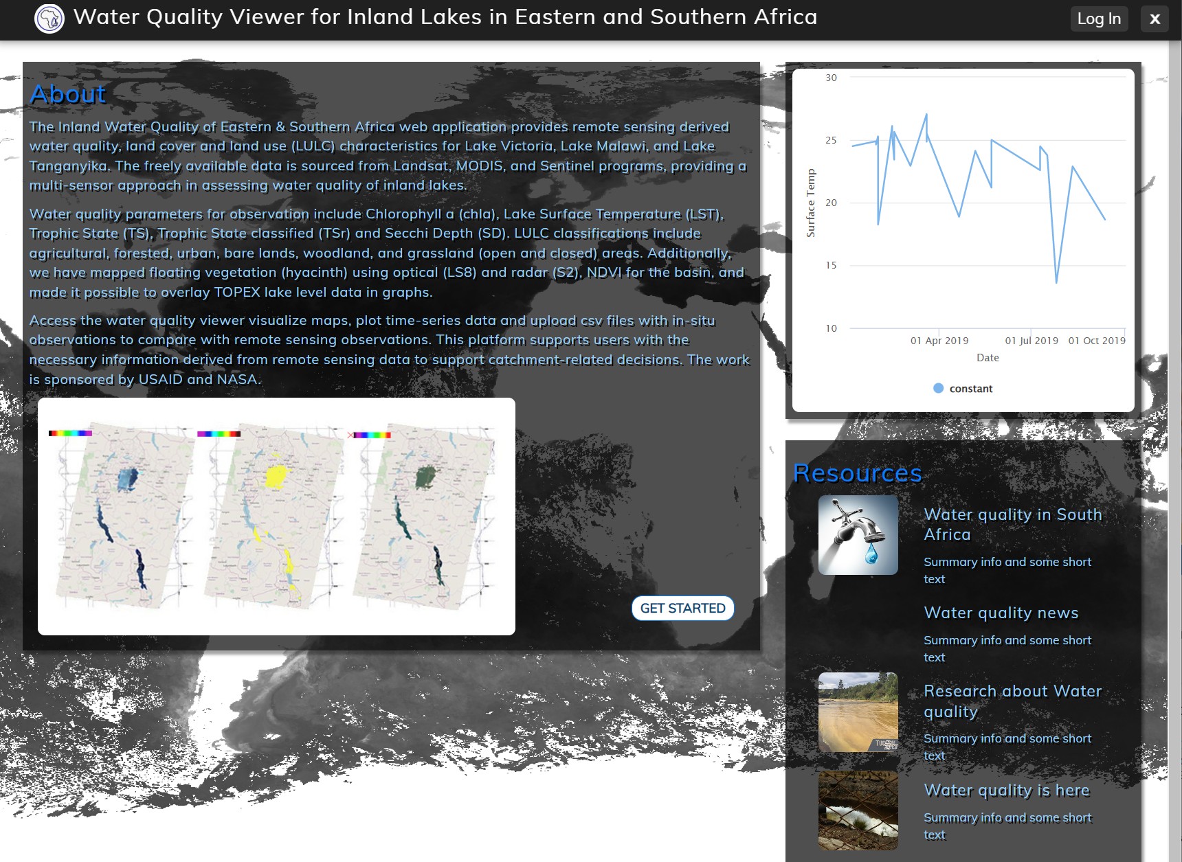 Water Quality Viewer for Inland Lakes in Eastern and Southern Africa (Tethys)